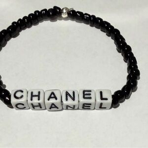 CHANEL Black and White Beaded Bracelet